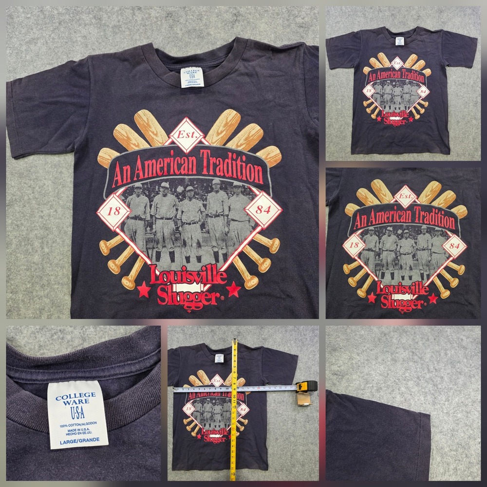 Vintage 90s Louisville Slugger T Shirt Mens Large Black American Baseball USA